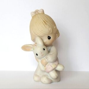 Vintage Precious Moments Jesus Loves Me Girl Bunny Collectible Figurine